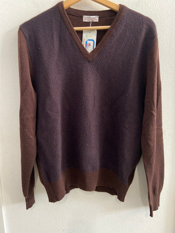 MAGLIONE GRANSASSO TG46 LANA E CASHMERE MARRONE/BLU UOMO