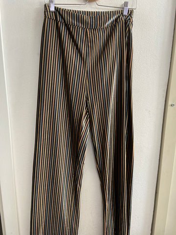 PANTALONE ZARA TGM LARGO A RIGHINE DORATO/AZZURRO