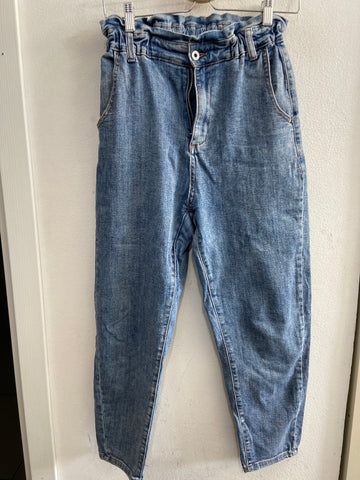 JEANS MOM CHARGET TGM BLU C/VITA ARRICCIATA