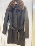 TRENCH DONNA IN VERA PELLE MARRONE TG42 C/RIPORTO PELLICCIA