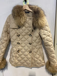 GIUBBOTTO DONNA SASCH TG42  BEIGE TRAPUNTATO C/RIPORTO PELLICCIA