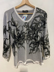 MAGLIA C.BENEETTI TGXL BIANCO/NERO  A RIGHE