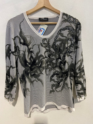 MAGLIA C.BENEETTI TGXL BIANCO/NERO  A RIGHE