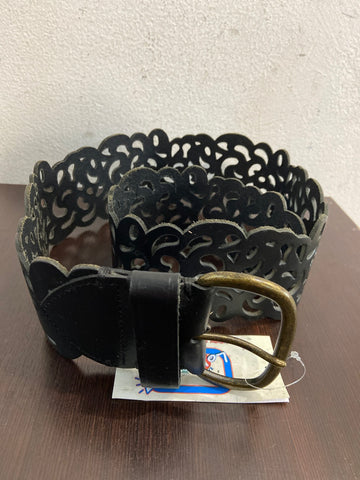 CINTURONE DONNA IN VERA PELLE INTAGLIATA NERO