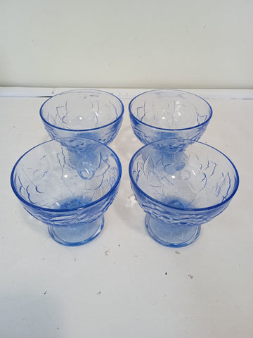4 COPPE IN VETRO AZZURRO