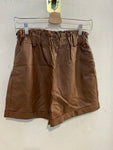 PANTALONCINO DONNA TGS  IN ECOPELLE MARRONE