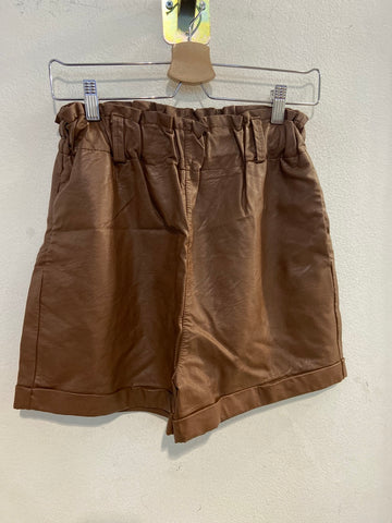 PANTALONCINO DONNA TGS  IN ECOPELLE MARRONE