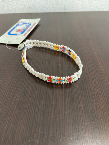 CAVIGLIERA PERLINE BIANCHE E MULTICOLOR