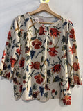 MAGLIA DONNA TGL BEIGE FANTASIA FIORI ROSSI
