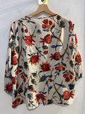 MAGLIA DONNA TGL BEIGE FANTASIA FIORI ROSSI
