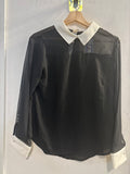 CAMICIA NARACAMICIE TGS NERO VELATO C/RIPORTI BIANCO