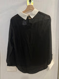 CAMICIA NARACAMICIE TGS NERO VELATO C/RIPORTI BIANCO