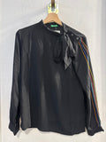 CAMICIA BENETTON TGXS NERO FIOCCO C/RICAMO COLORATO