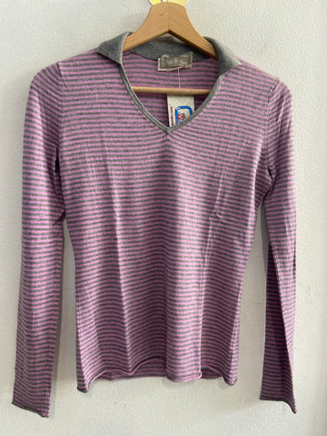 MAGLIA DELLA CIANA TG44 IN CASHMERE E SETA LILLA/GRIGIO