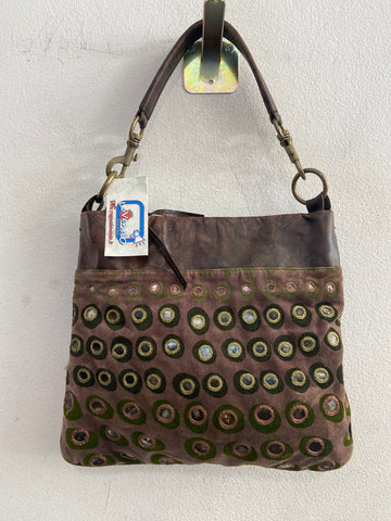 BORSA MALIPARMI MARRONE IN PELLE E CAMOSCIO