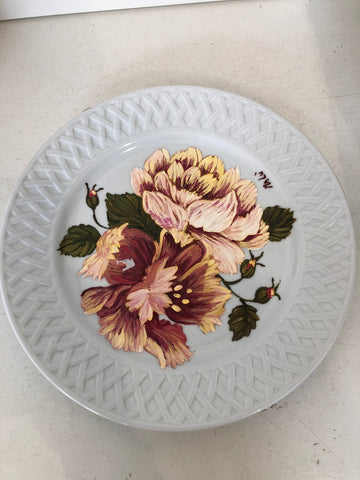 PIATTO IN PORCELLANA LIMOGES DIPINTO A MANO D29 CM