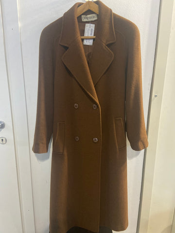 CAPPOTTO DONNA TG48 MARRONE IN PURA LANA LAV.ARTIGIANALE