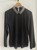CAMICIA RLINEA TGM NERO PLISSETTATO C/COLLO BORCHIETTE