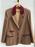 GIACCA BLAZER VINTAGE TG44 MISTO LANA PIEDIPULL BEIGE/BORDEAUX/VERDE