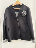GIACCA IN TWEED TGXL NERO/GRIGIO C/ROSA APPLICATA