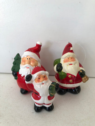 TRIS BABBO NATALE IN CERAMICA PER ALBERO