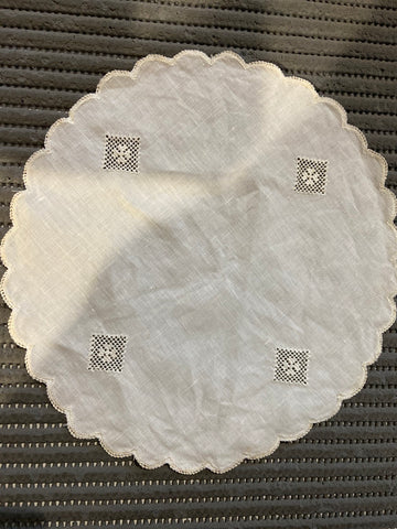 CENTRINO D24CM MISTO LINO C/RICAMO