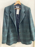 GIACCA BLAZER DONNA TG40 VERDE SCOZZESE IN LANA