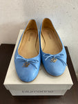 BALLERINE BLUMARINE MIS.39 IN NAPPA AZZURRO C/SCATOLO