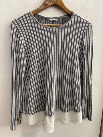 MAGLIA ZARA TGM A RIGHE GRIGIO/BIANCO