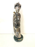 STATUAIN LAMINA D'ARGENTO DIGNITARIO CINESE H 30CM SU BASE MARMO GOLD LINE