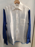 CAMICIA GRAN SASSO TG48 LINO BIANCO/BLU/AZZURRO