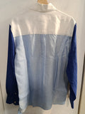 CAMICIA GRAN SASSO TG48 LINO BIANCO/BLU/AZZURRO