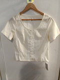 CAMICIA DONNA TGM COTONE BIANCO C/RICAMO ARTIGIANALE