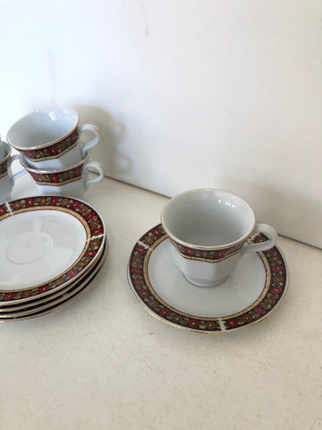 5 TAZZINE CAFFE' PORCELLANA + PIATTI
