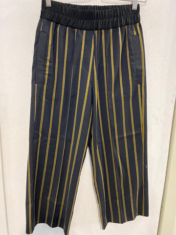 PANTALONE ALYSI TG40 NERO A RIGHE VERDE