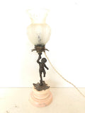 LAMPADA DA TAVOLO CON BASE IN MARMO ROSA PORTOGALLO H50XDIAMETRO8 CM