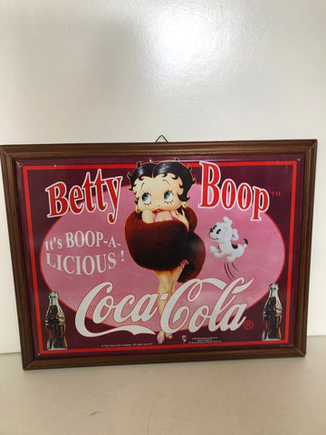 QUADRO BETTY BOOP COCACOLA C/CORNICE IN LEGNO H33XL43 CM