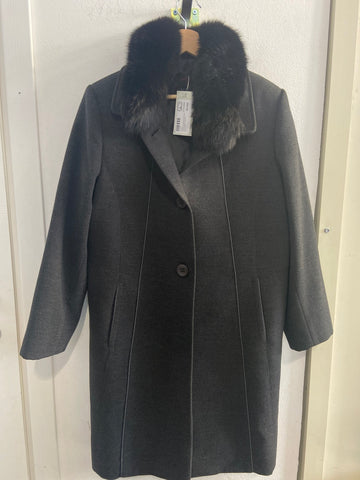 CAPPOTTO GOCCE DI ELENA TG54 GRIGIO C/COLLO ECOPELLICCIA