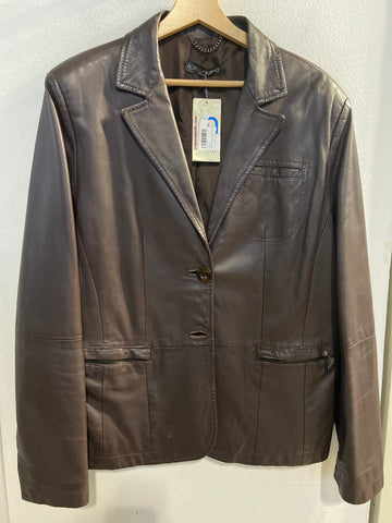 GIACCA F.RUBINO TG54 MARRONE IN PELLE