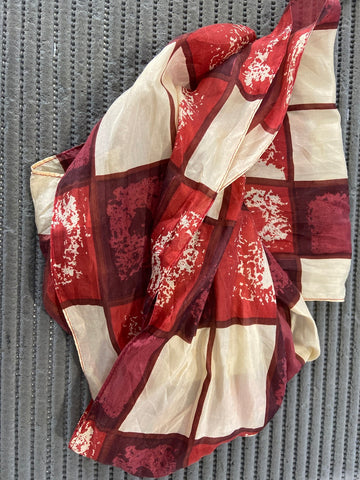 FOULARD SCIARPETTA ROSSO/PANNA IN SETA