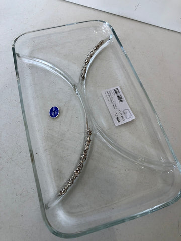 ANTIPASTIERA IN VETRO E LAM ARG H2XL35XP18 CM