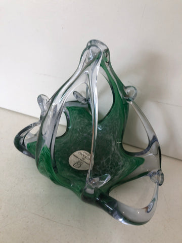 SVUOTA TASCHE IN VETRO STILE MURANO VERDE H15XL15XP8 CM