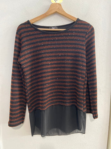 MAGLIA AKE TGS RIGHE NERO/MARRONE