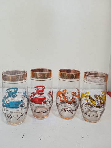 4 BICCHIERI BIBITA IN VETRO VINTAGE H13XDIAMETRO5 CM