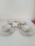 4 TAZZE IN PORCELLANA STILE ORIENTALE + LATTIERA + PIATTI