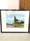 LITOGRAFIA PAESAGGIO AGNELLO 76/190 RITOCCATO A MANO 45X40