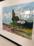 LITOGRAFIA PAESAGGIO AGNELLO 76/190 RITOCCATO A MANO 45X40