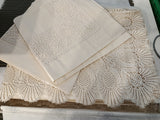 COMPLETO LENZUOLA MATR. ECRU' IN COTONE C/BALZA MACRAME'
