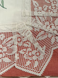 TOVAGLIA X12 IN COTONE BIANCO C/RICAMO COLORATO E APPL.FILET+TOVAGLIOLI