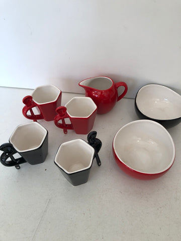 4 TZZINE CAFFE' + COPPIA CIOTOLE + LATTIERA IN PORCELLANA